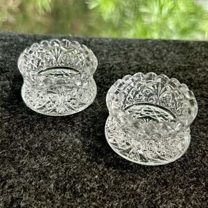 Pair of Vintage Pressed Glass Taper Candle Holders